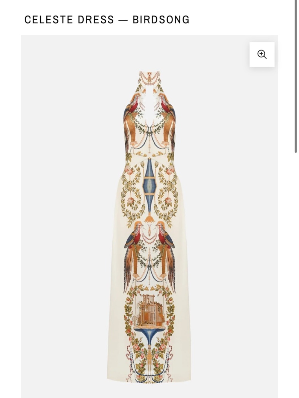 Birdsong Halter Maxi Dress in Cream with Multicolor Print